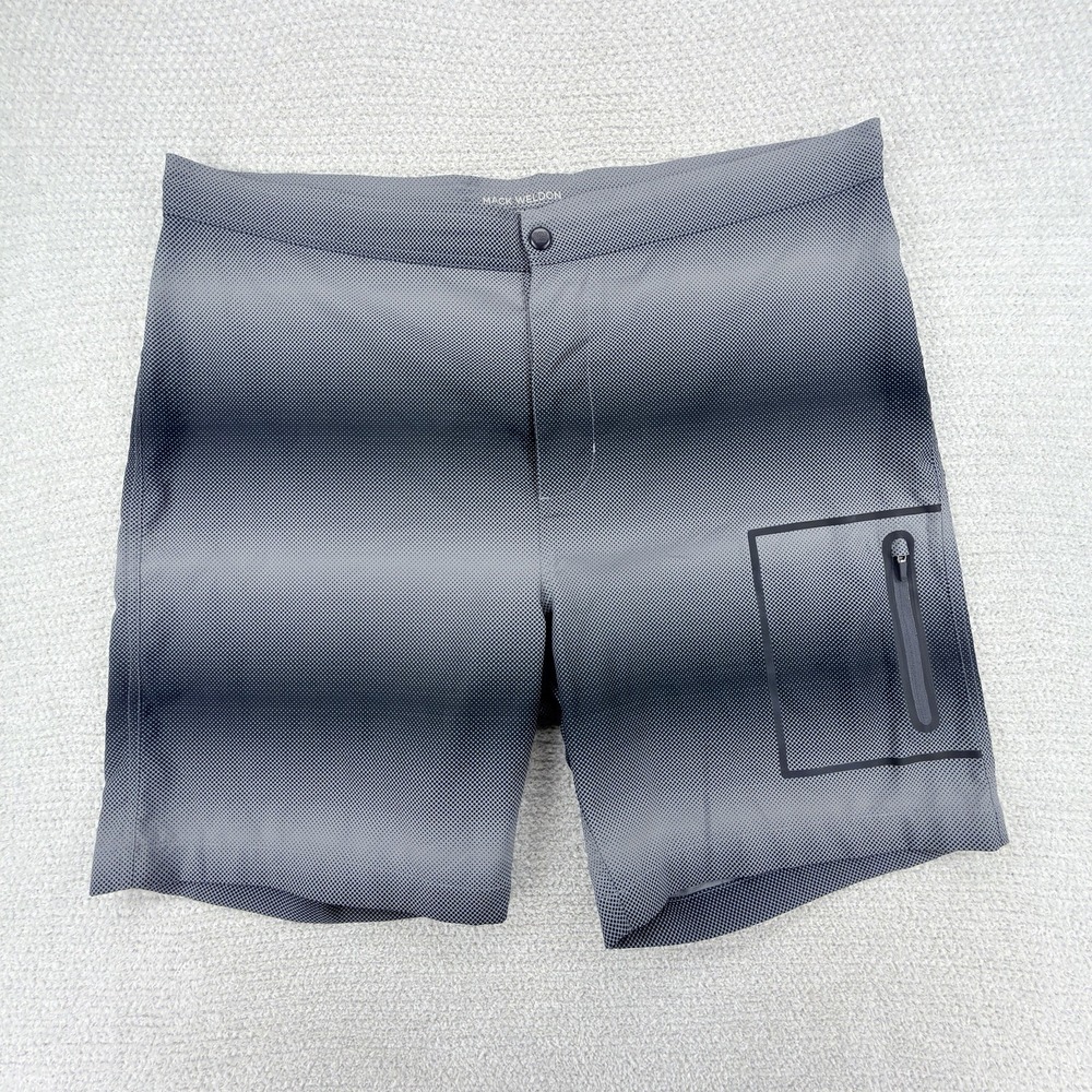 Mack Weldon Board Shorts Mens 39/40 Gray Ombré Zip Pockets Lightweight Surf Swim